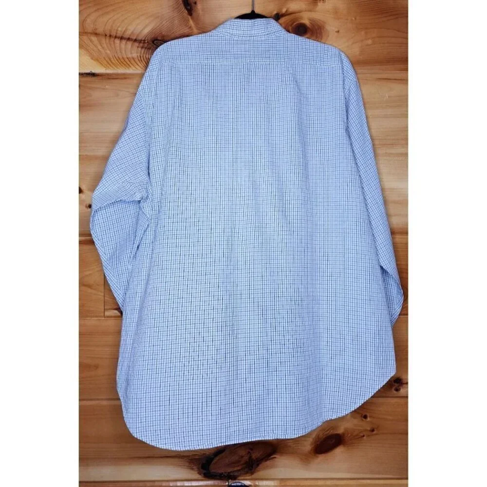 Polo Ralph Lauren Men’s 16.5 32/33 Light Blue Gray White Check Long Sleeve Shirt